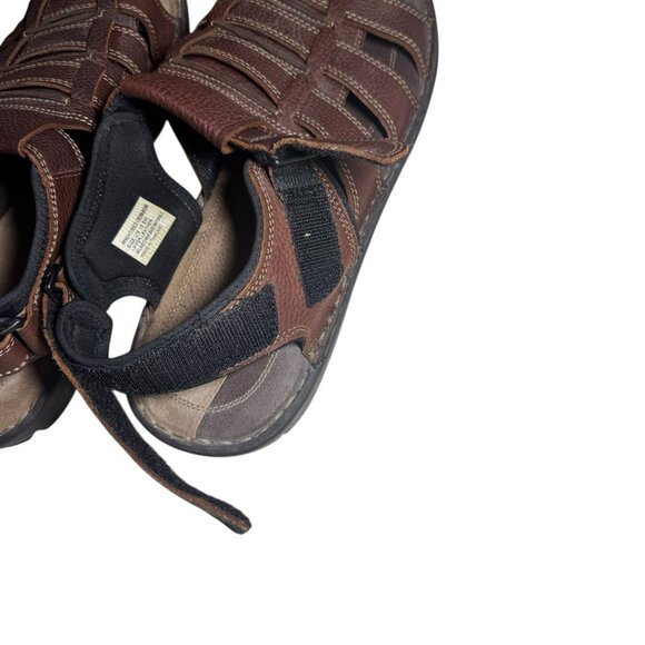 Hush Puppies Cross-Shore Sandals Men 15EW Fisherman Leather Brown Hook Loop Wide main image 4